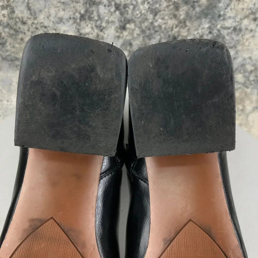 Franco Sarto Women's Size 10M Waxton Black Faux Leather Square Toe Ankle Booties